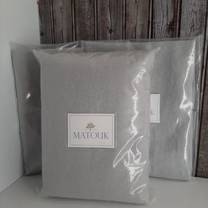 Matouk Thea 100% Linen King Duvet Cover and 2 Euro Shams Pool Gray